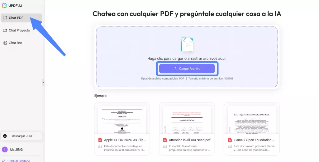 accede a chat pdf y sube el archivo pdf