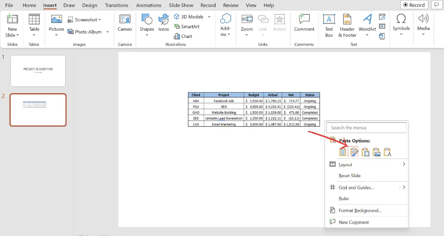 Convertir Excel en PowerPoint