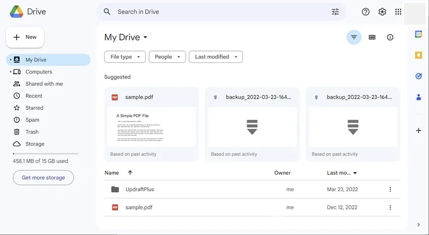 Open Google Drive to export google sheets to excel