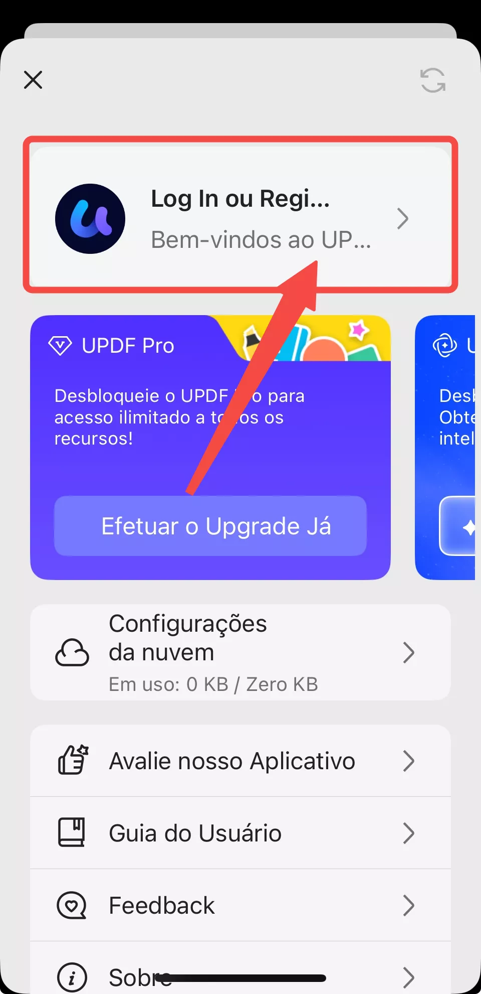 log in ou registrar-se