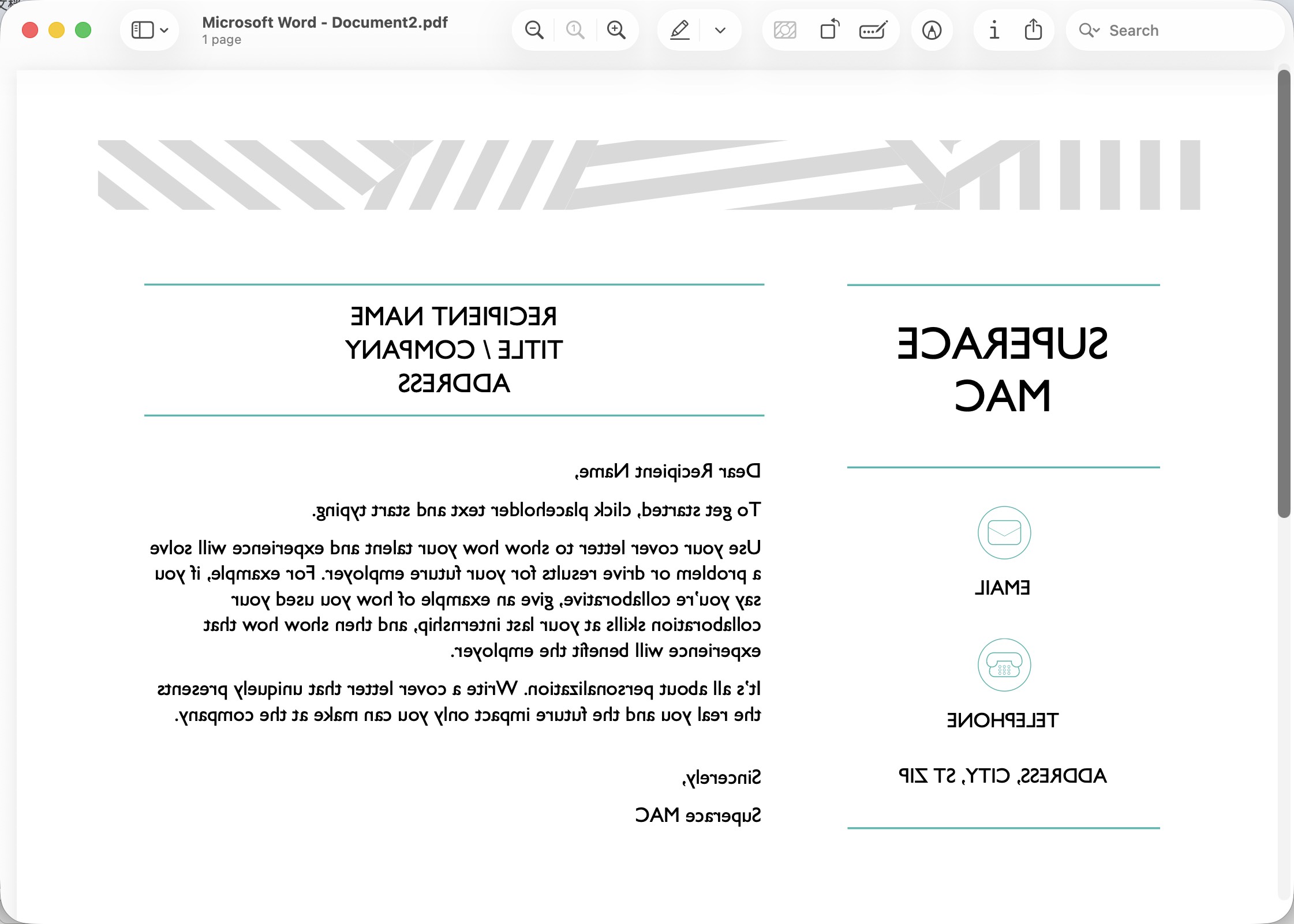 mac word document flip horizontally