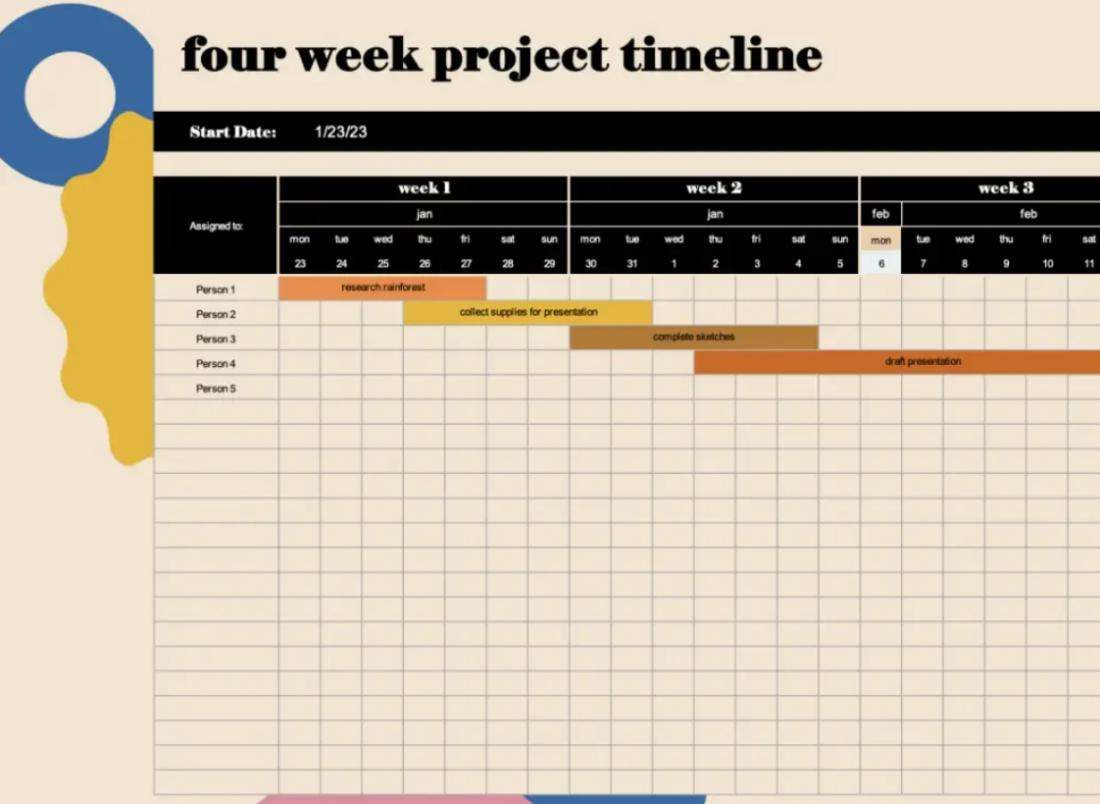 قالب Excel لتتبع المشروع شهريًا