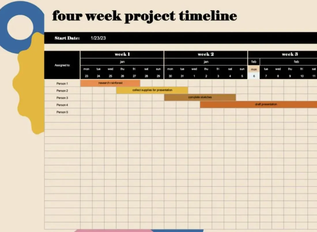 Modèle Excel de suivi mensuel de projet