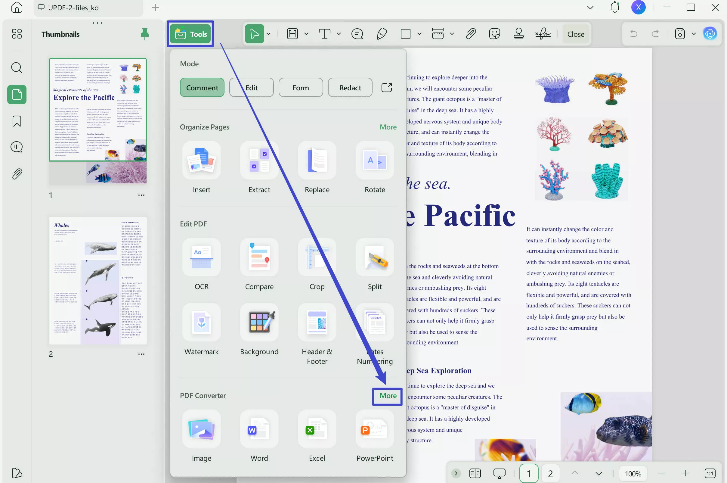 Export PDF to Excel using UPDF to remove blank rows