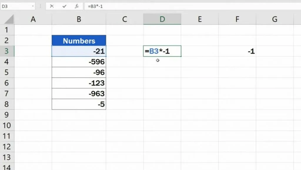 negative number into positive excel