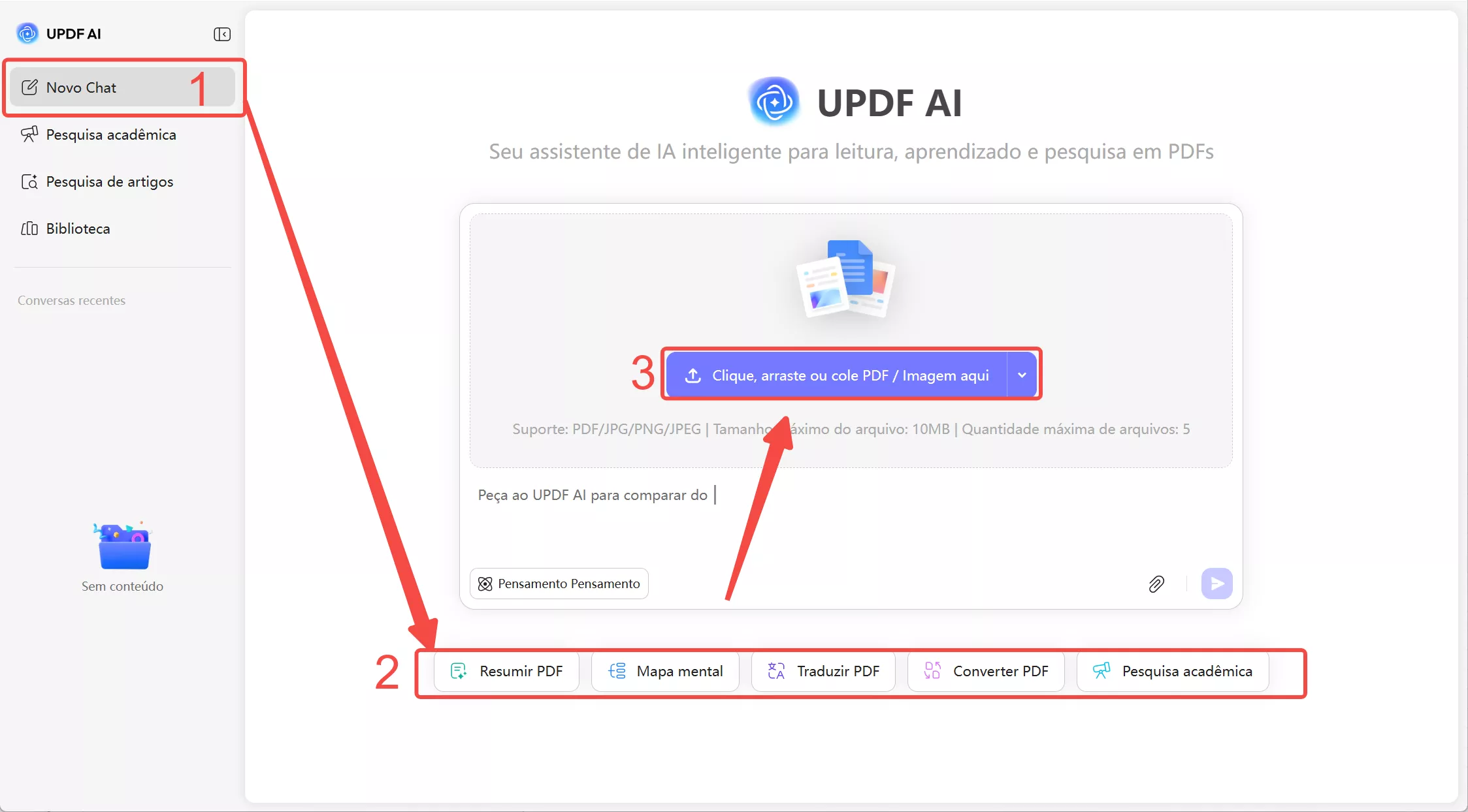 carregar arquivo no novo chat