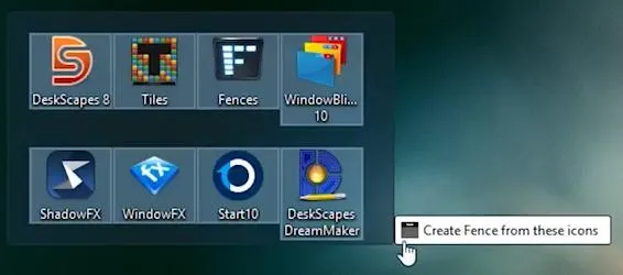 Organize desktop icon via fences