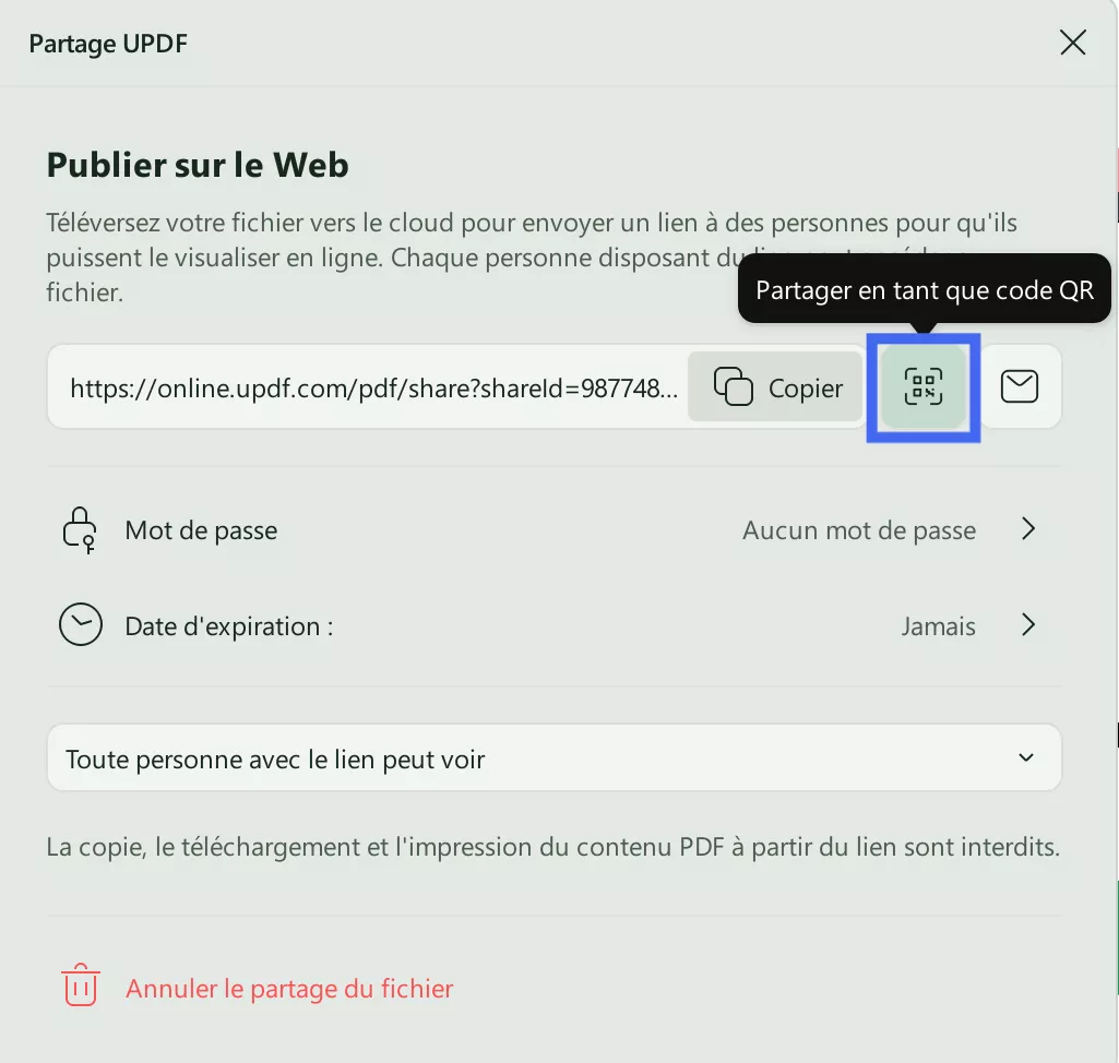 Partager un PDF via un code QR