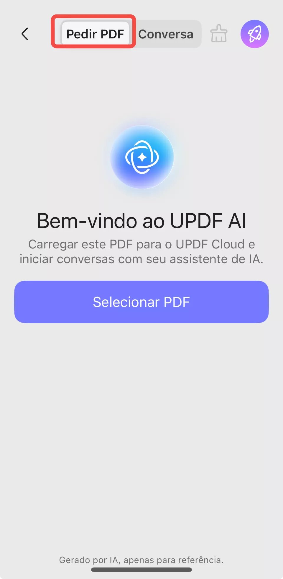 selecionar pdf com updf ai