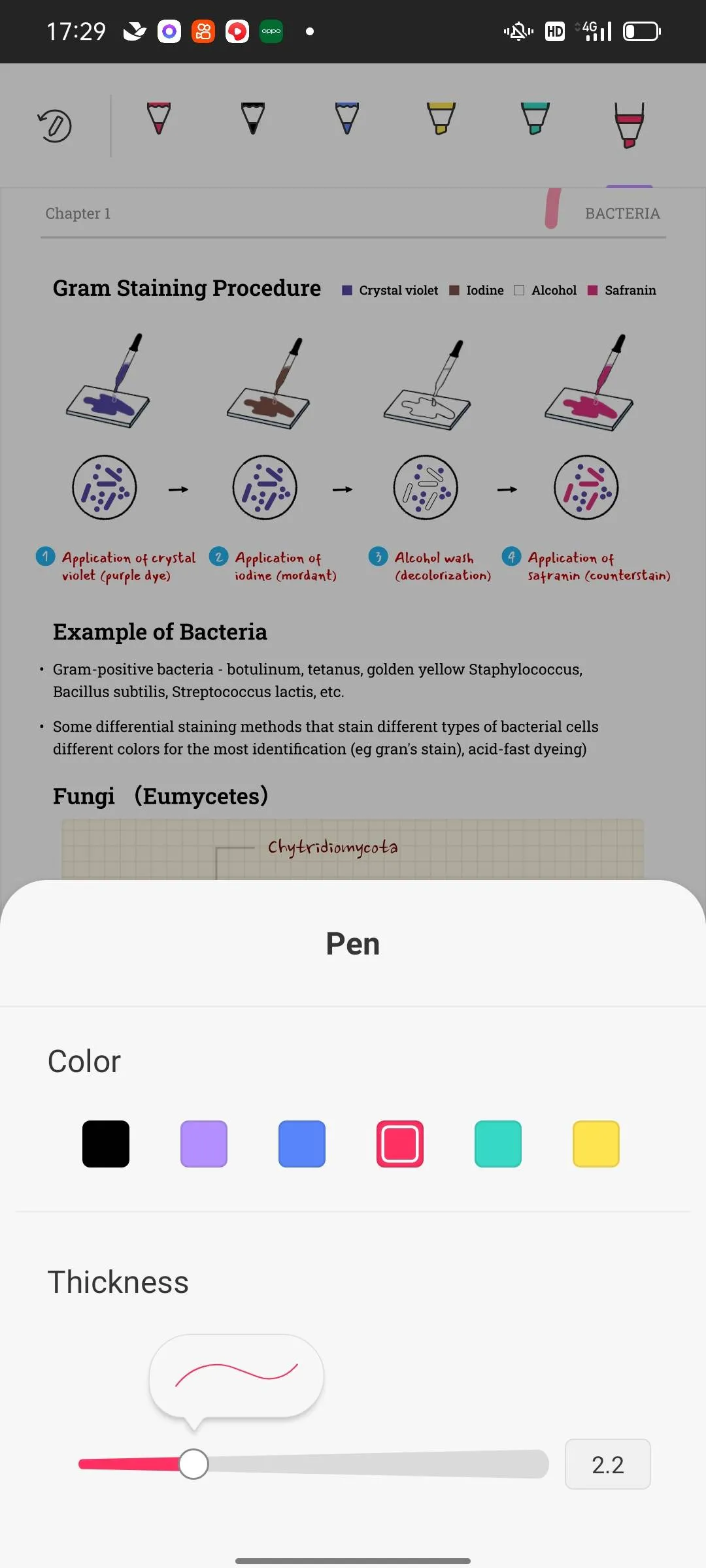 pen color/size adjustment on android 
