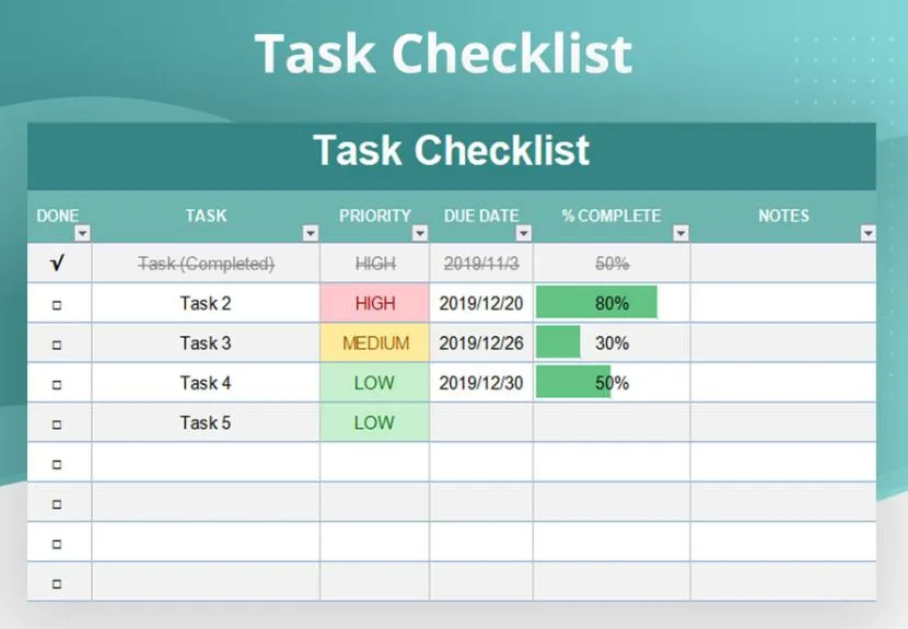 task manager template excel