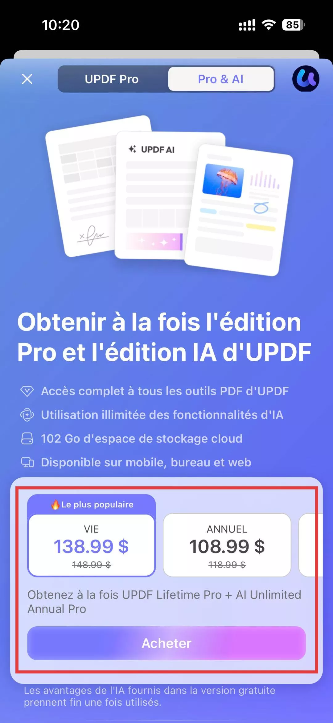 Mettre à jour UPDF vers Pro