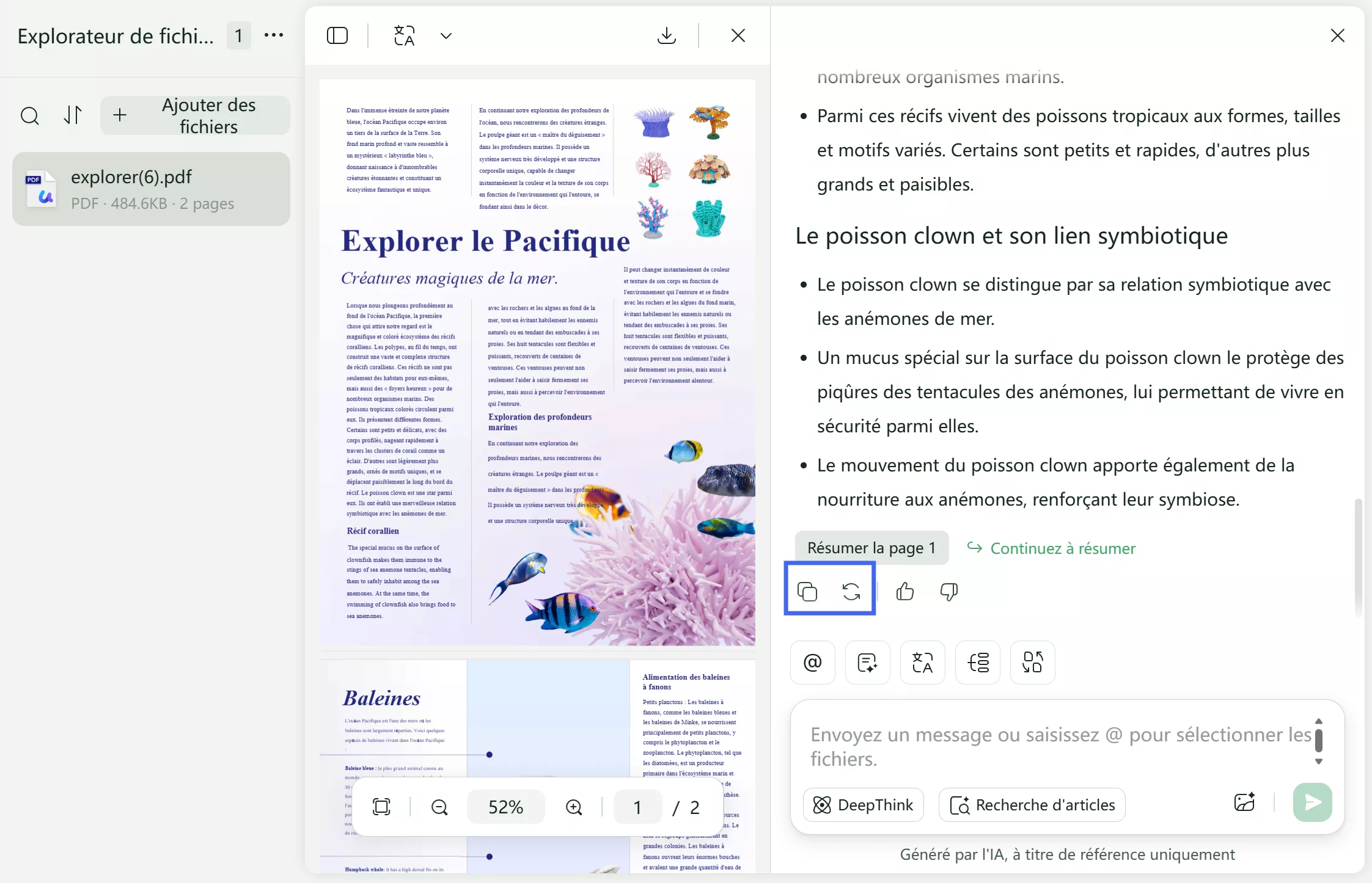 copier le résumé dans le presse-papiers de l'appareil