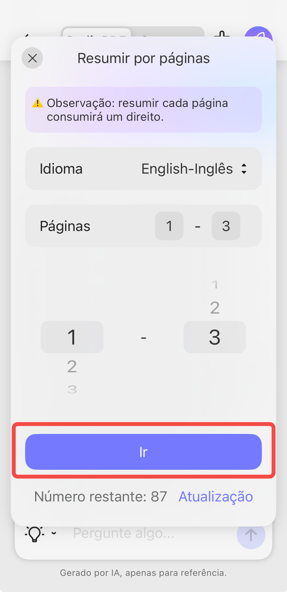 selecionar páginas