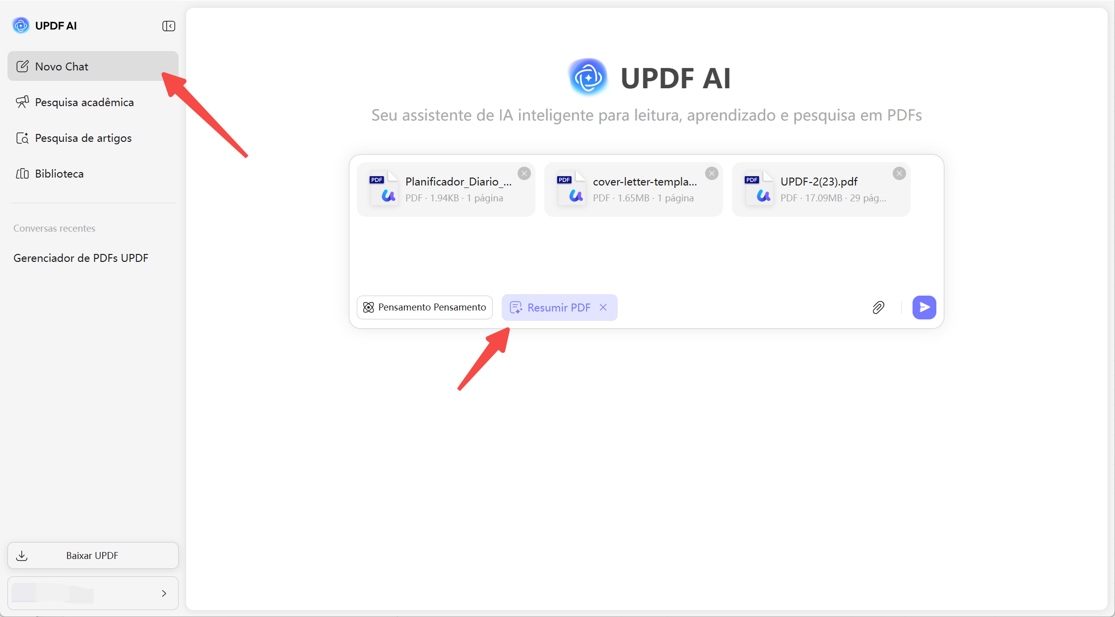 carregar vários arquivos no projeto de chat