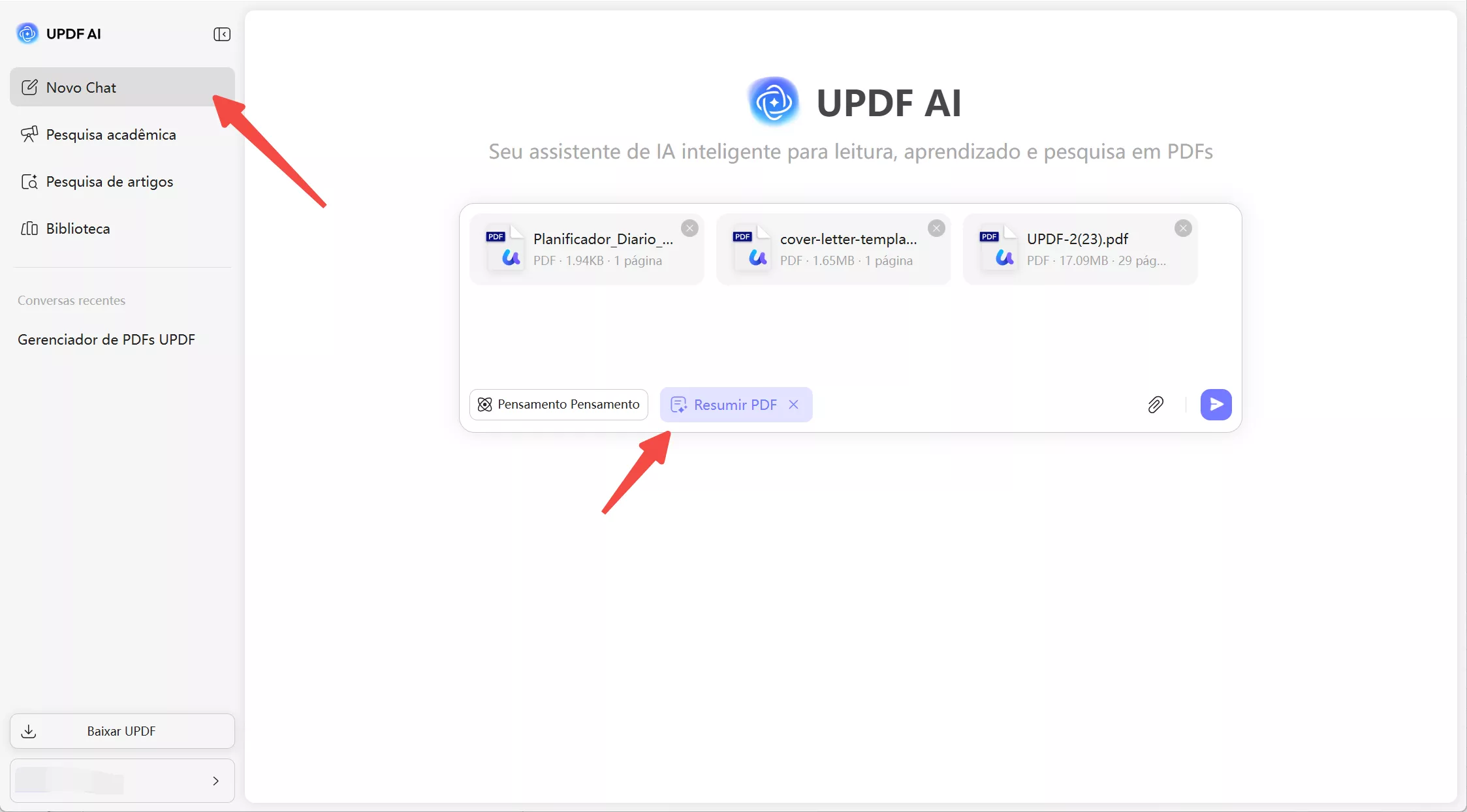 carregar vários arquivos no projeto de chat