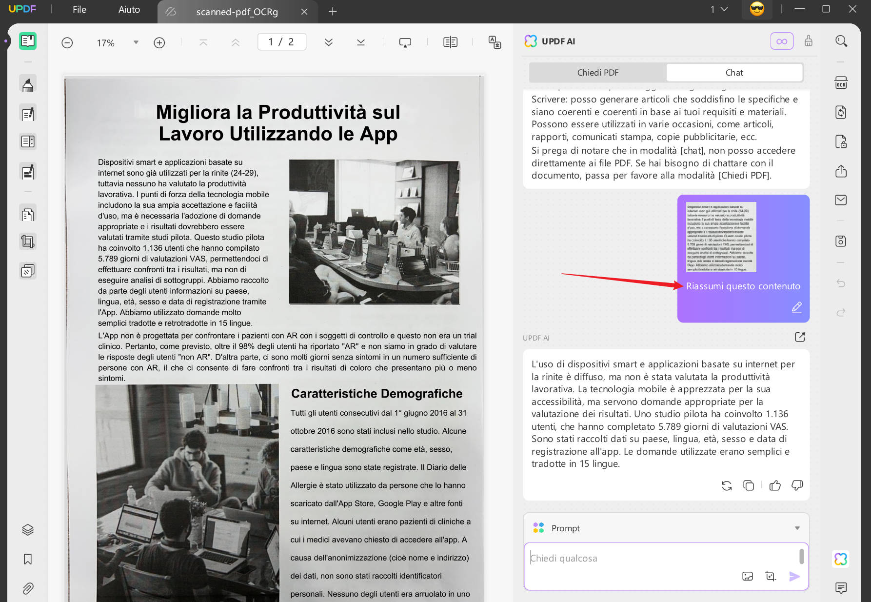 Riassumi PDF Scansionati