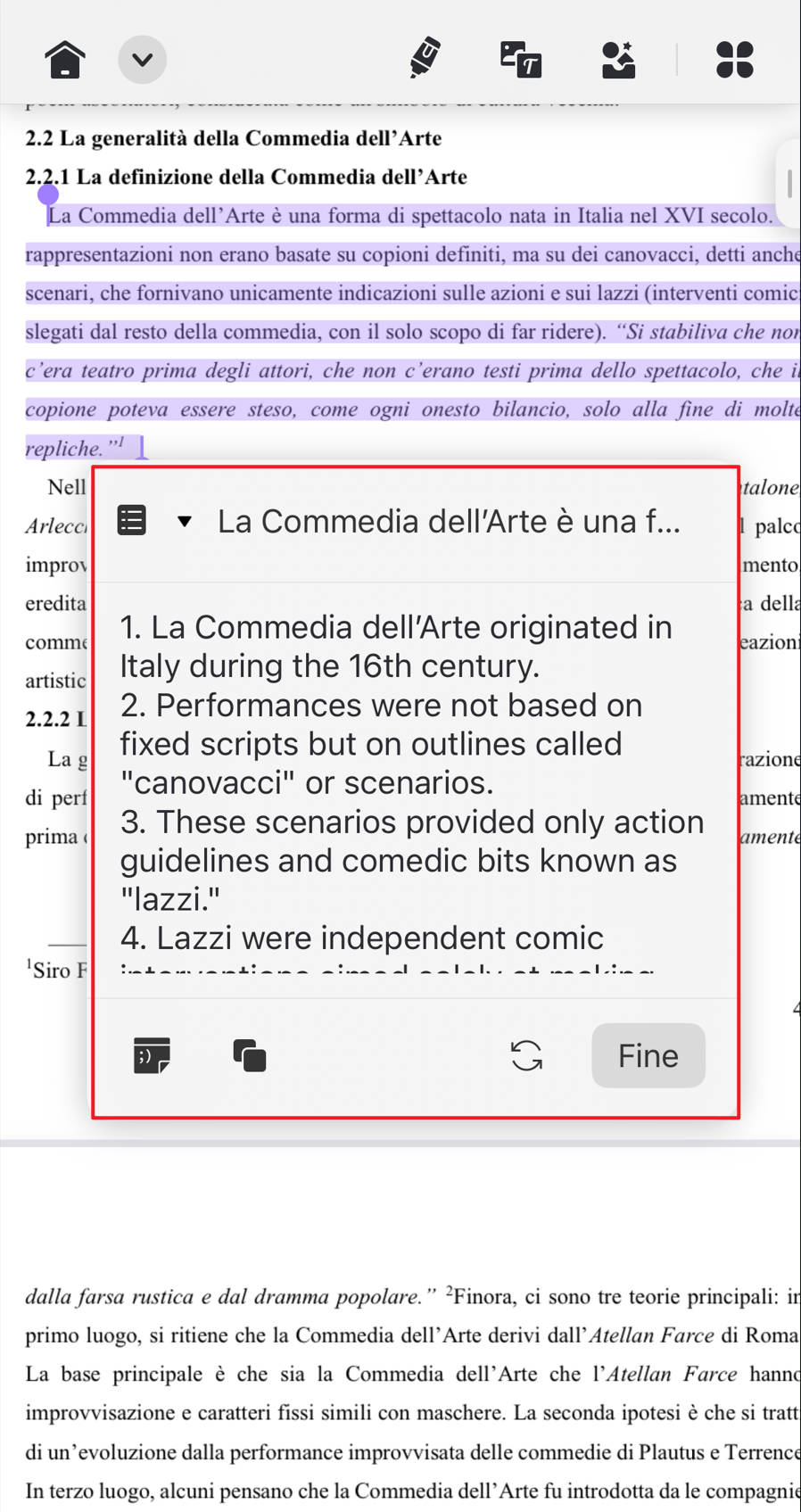 Seleziona testi per riassumerli su iPhone