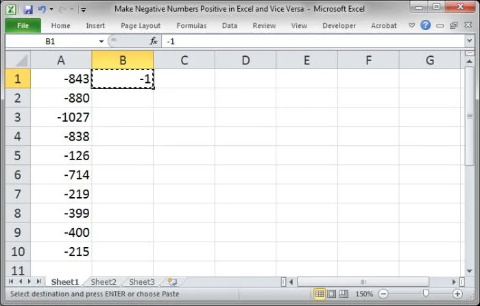 transform negative number to positive excel