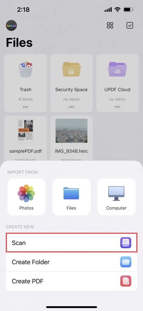  Scan PDF aus Bildern auf dem iPhone erstellen mit UPDF 1