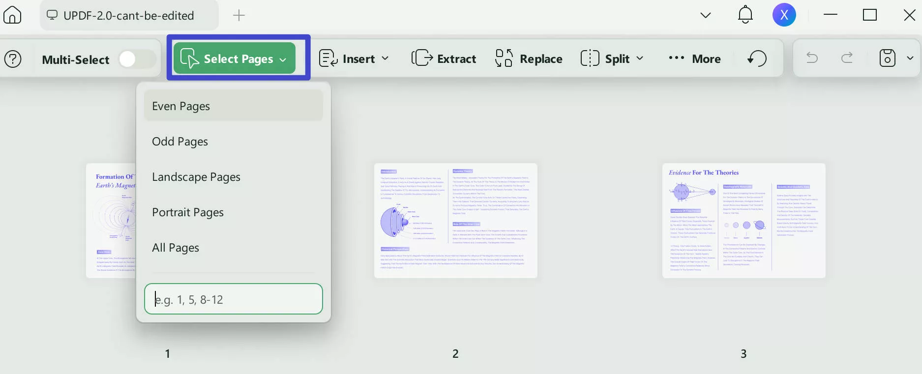 select pages