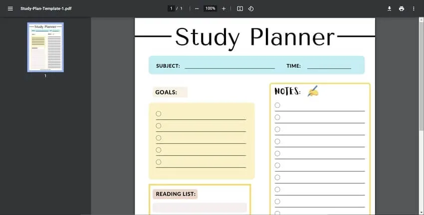 Student Goal-Setting Template in PDF