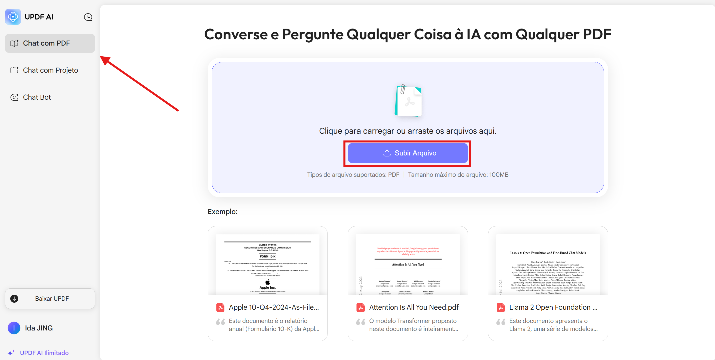 subir arquivo