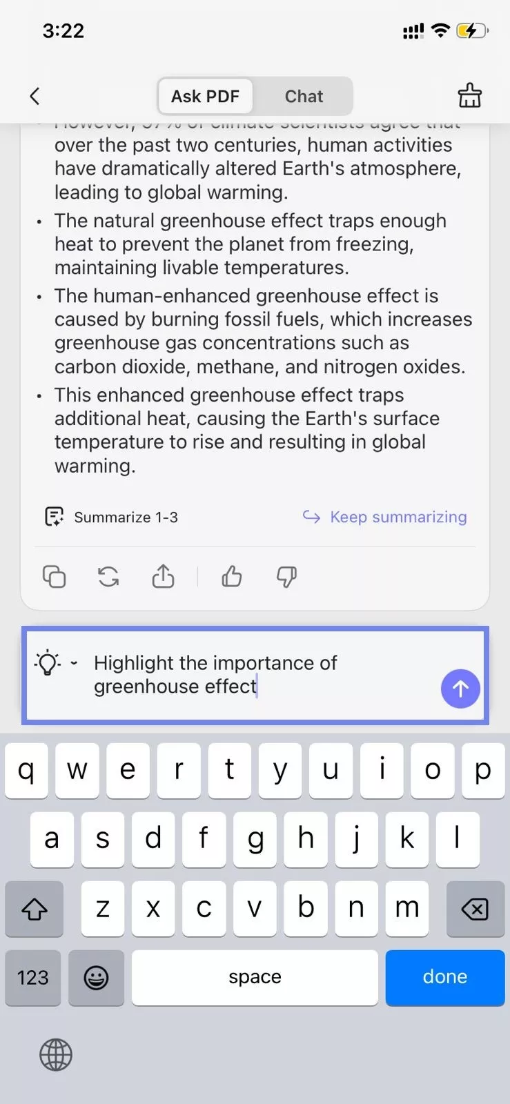 summarize by inputting prompts