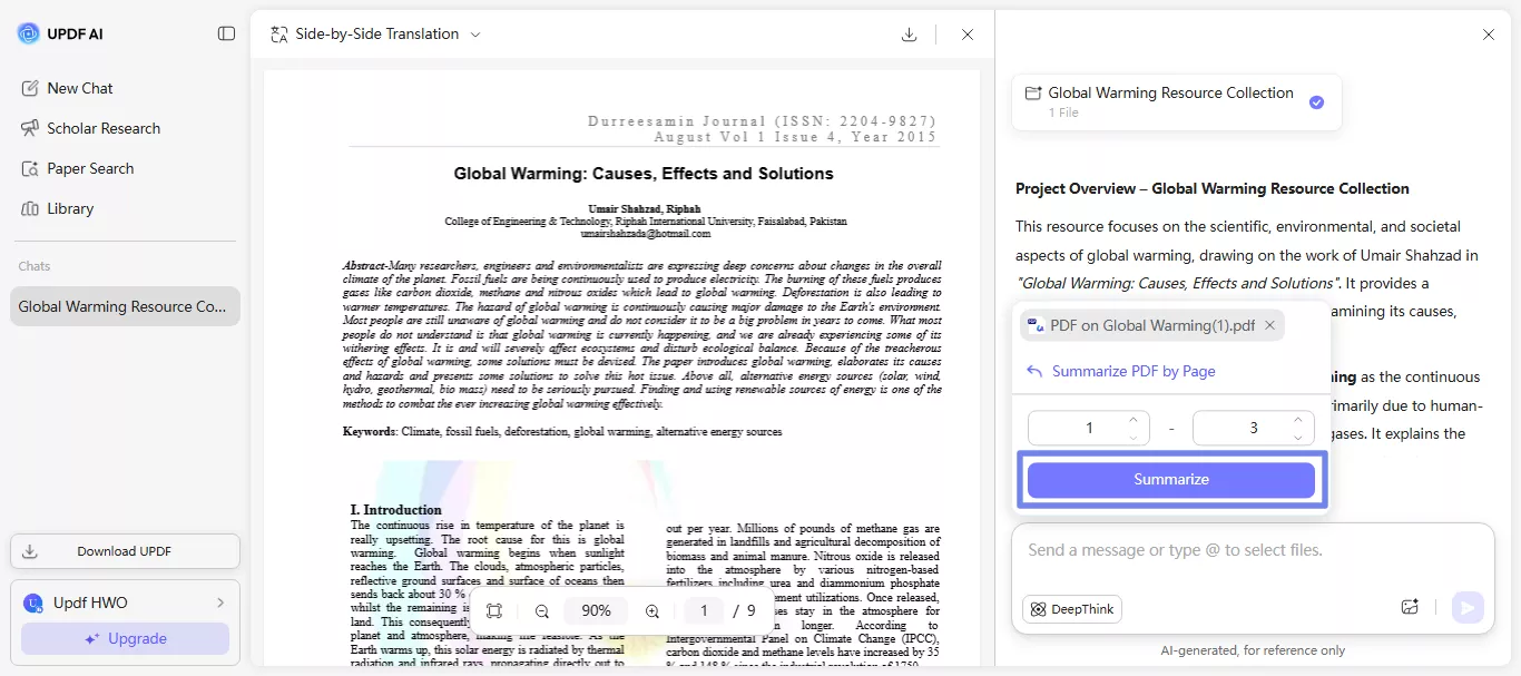select the page range