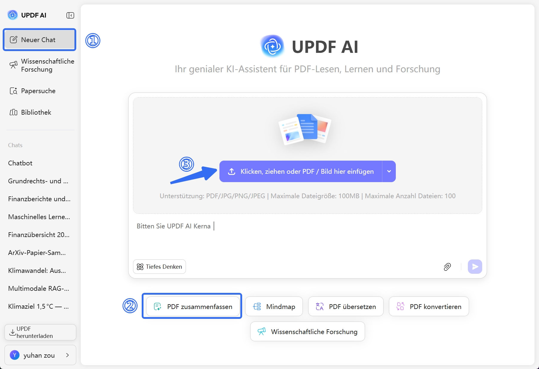 Laden Sie die Datei in das Chat-PDF hoch