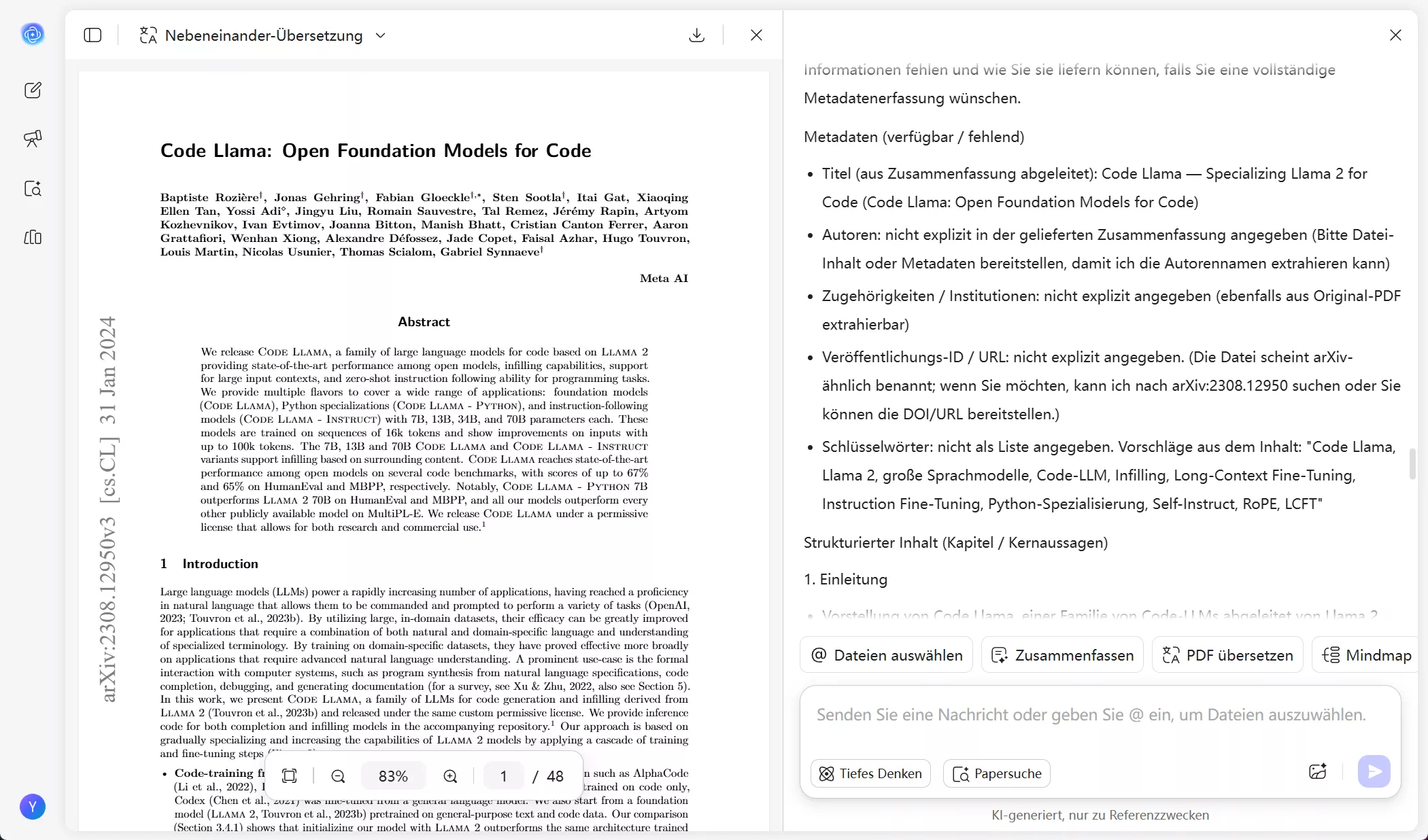 Automatische Konvertierung von Standard- zu forschungsbasierter Zusammenfassung