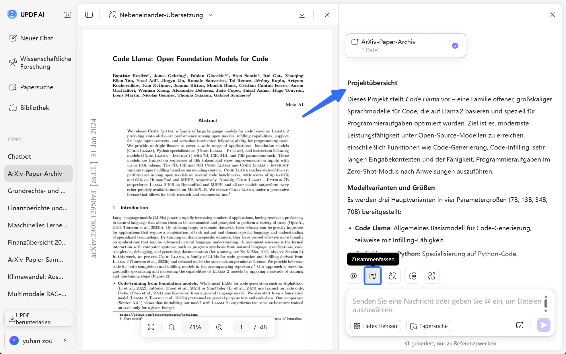 Registerkarte „Zusammenfassen“ auswählen
