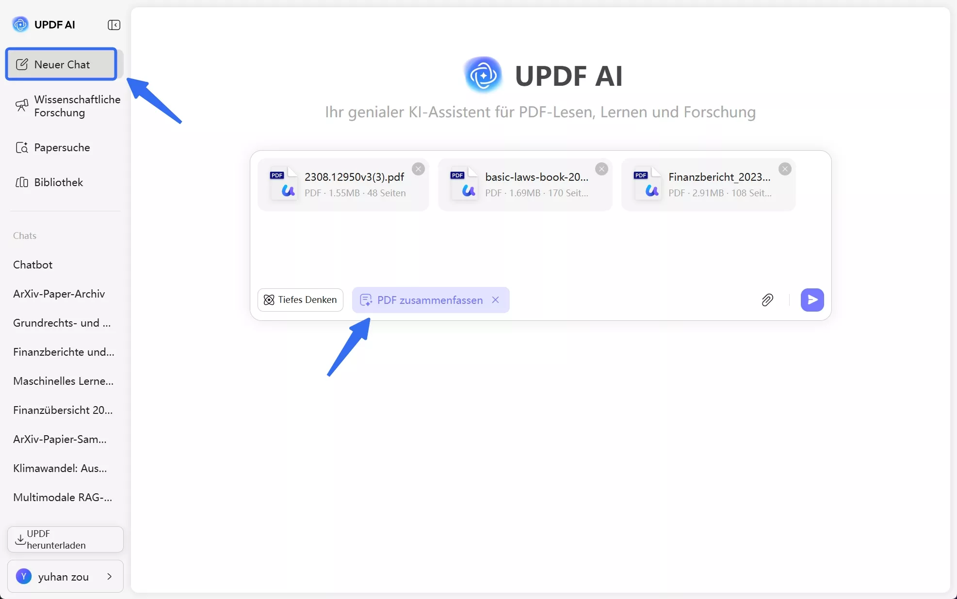 mehrere Dateien hochladen Chat-Projekt