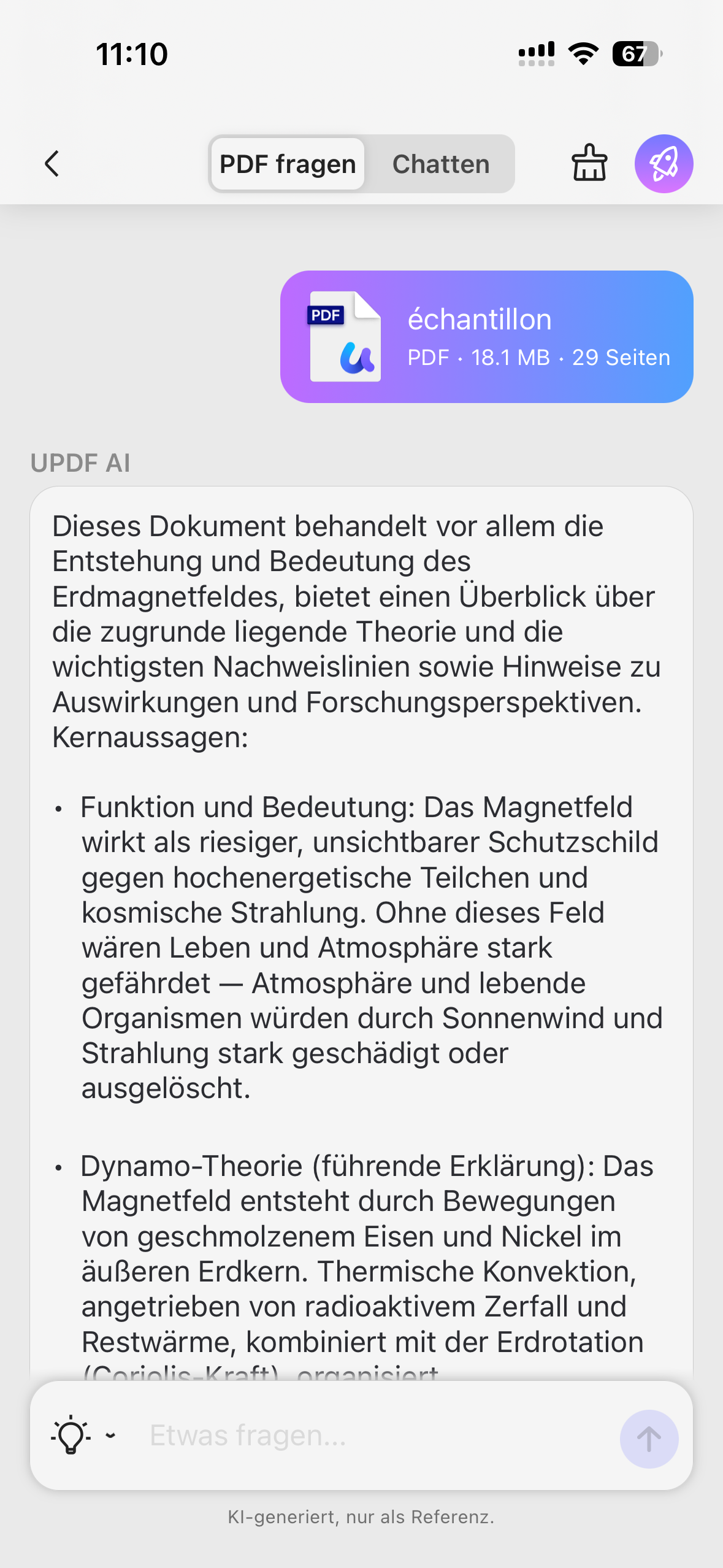 Fassen Sie das gesamte PDF vom Chatbot zusammen