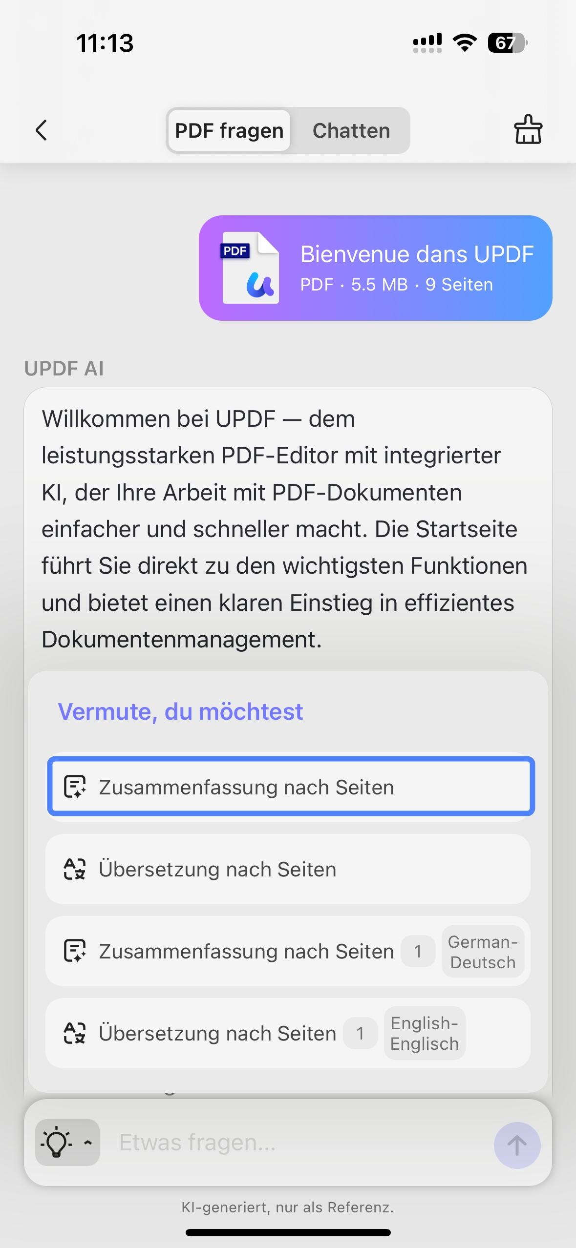 Zusammenfassung nach Seiten