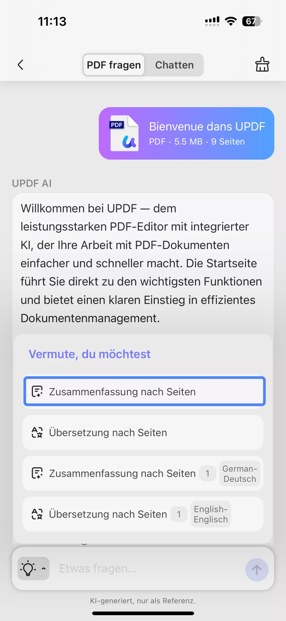 mit UPDF AI zusammenfassen