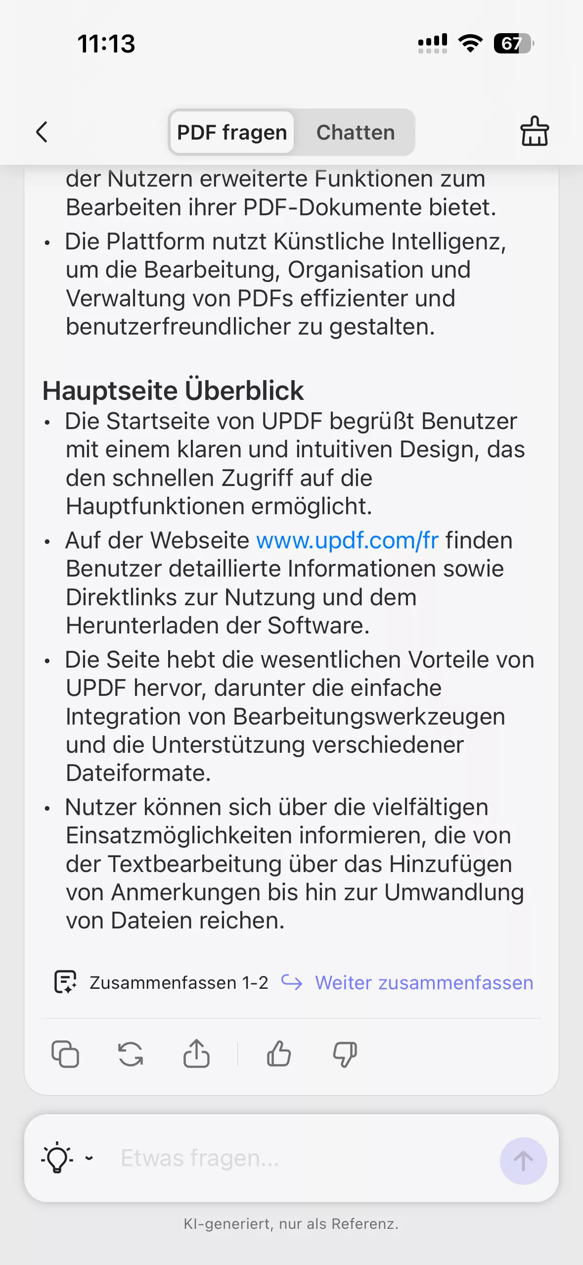 mit UPDF AI zusammenfassen