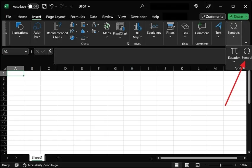 Opcion de simbolo en excel