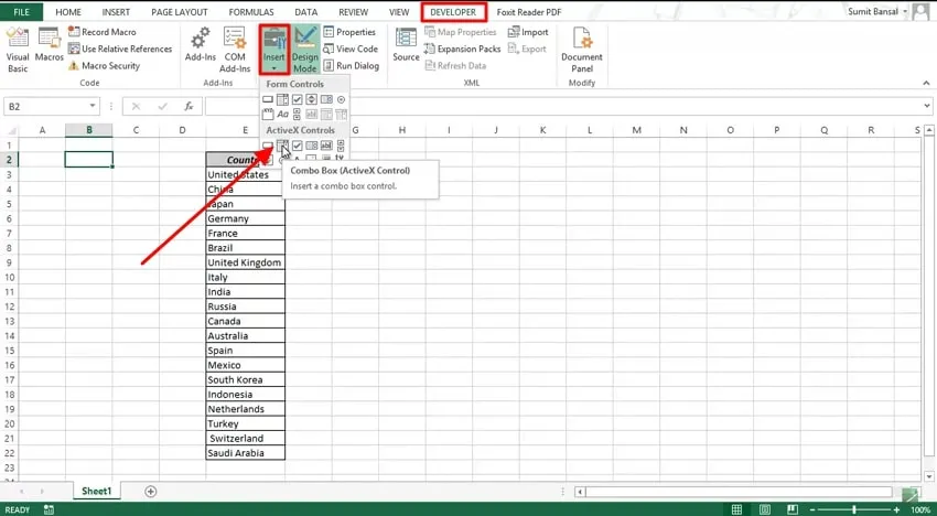 creare un elenco a discesa in Excel