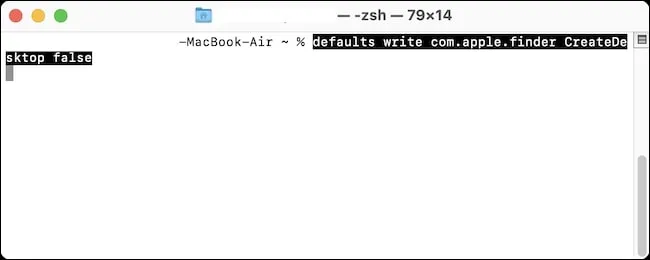 type the command "com.apple.finder CreateDesktop false" on Terminal 