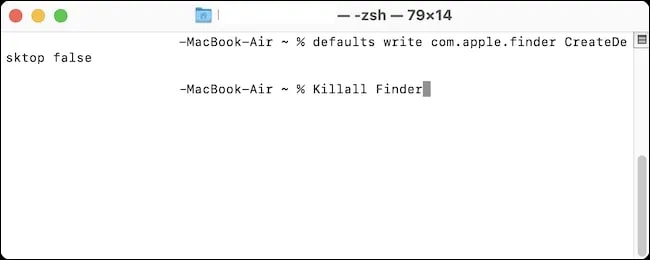 digite o comando “killall Finder” na janela do Terminal