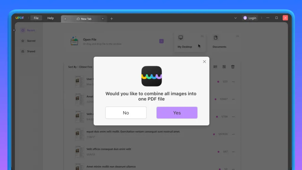  a pop-up window to ask “Would you like to combine all images into one PDF?”