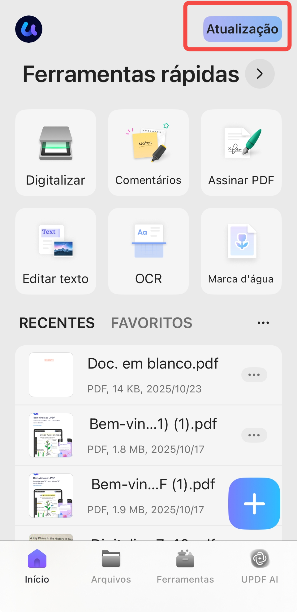 atualização do updf