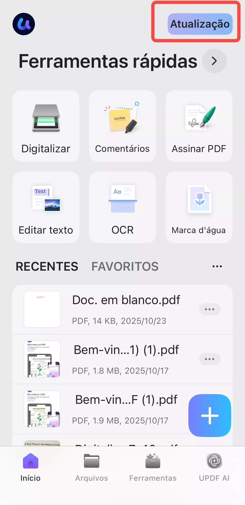 atualização do updf