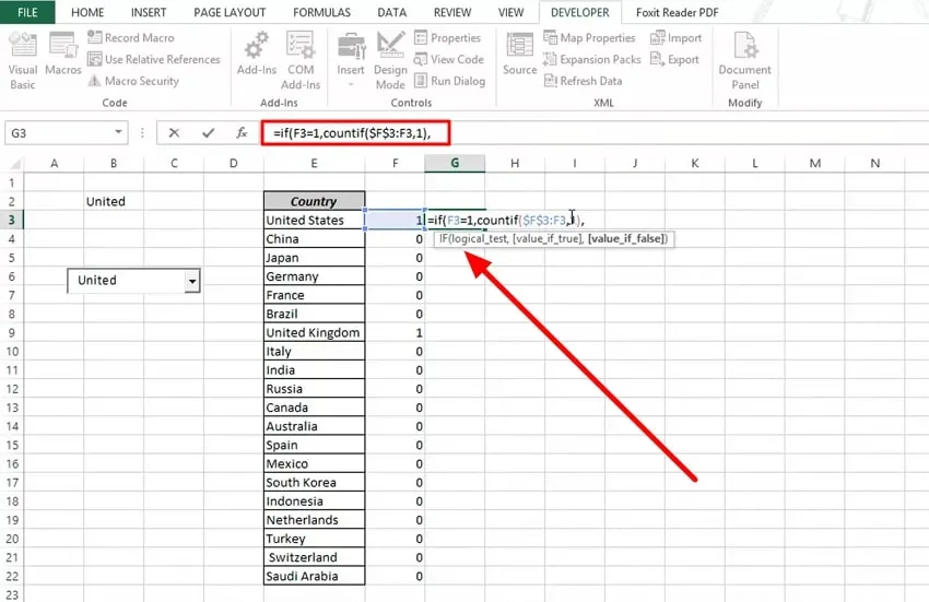 Ue if condition in excel