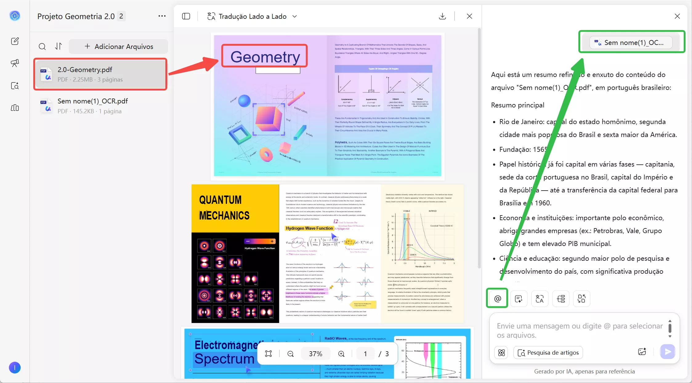 visualizar resumos de múltiplos pdfs