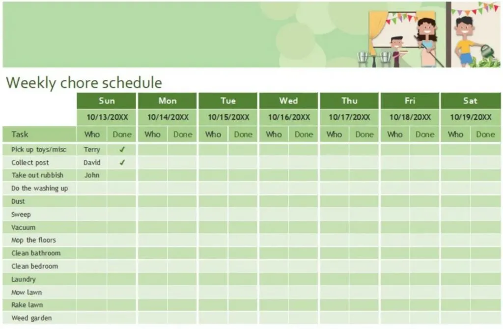 Weekly Task Schedule Template Excel