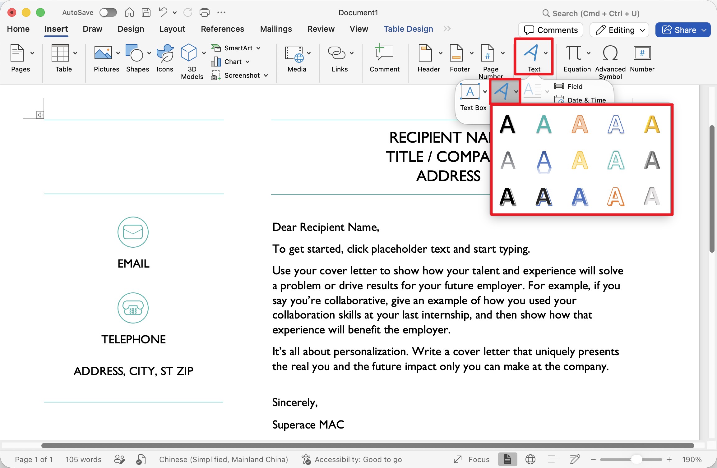 word add wordart