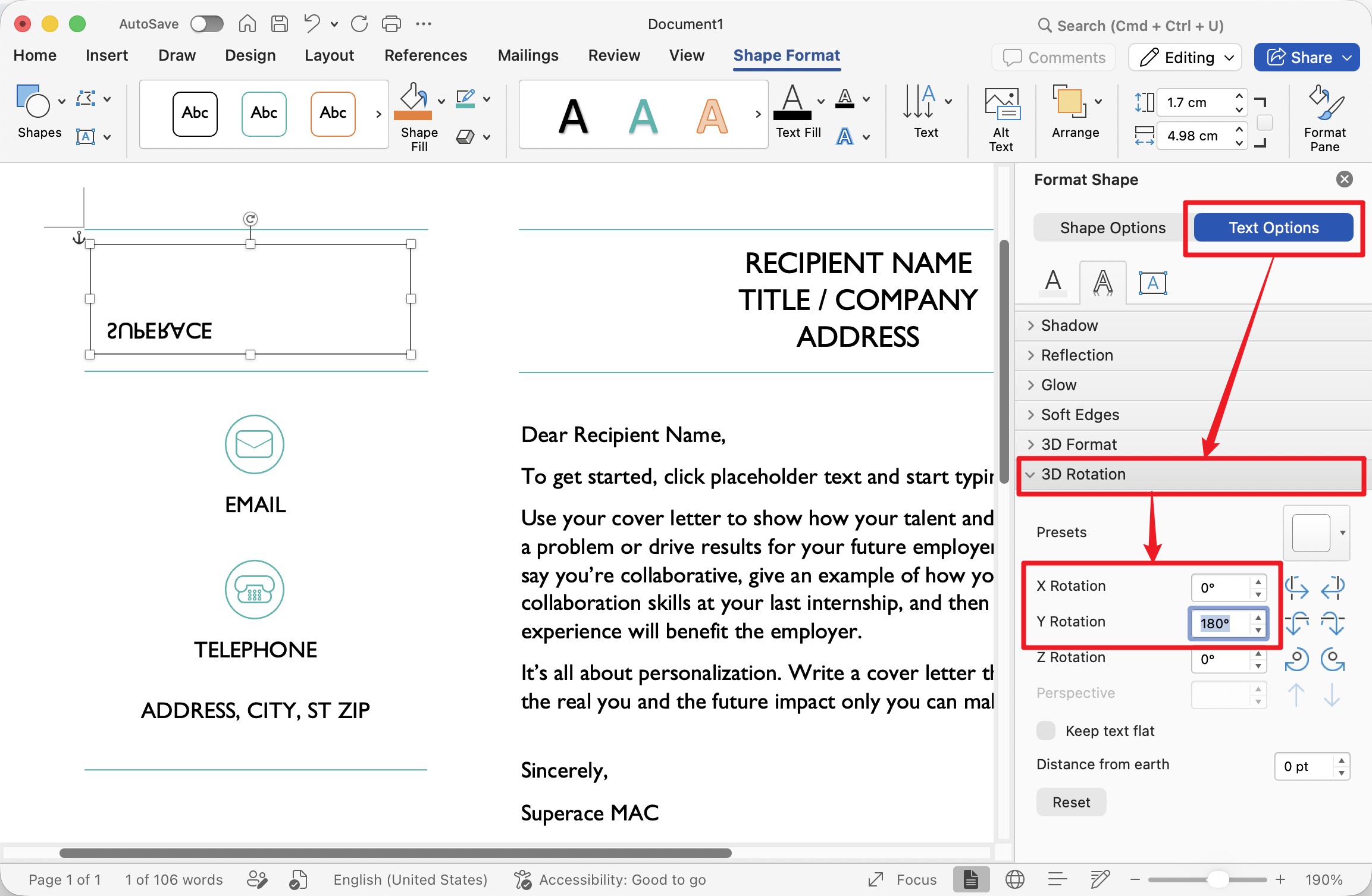 word text 3d rotation