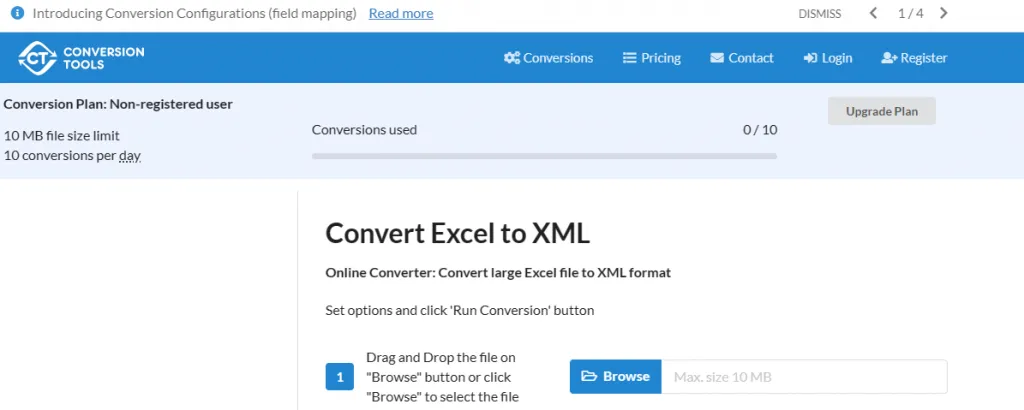 Click the browse button in conversiontools